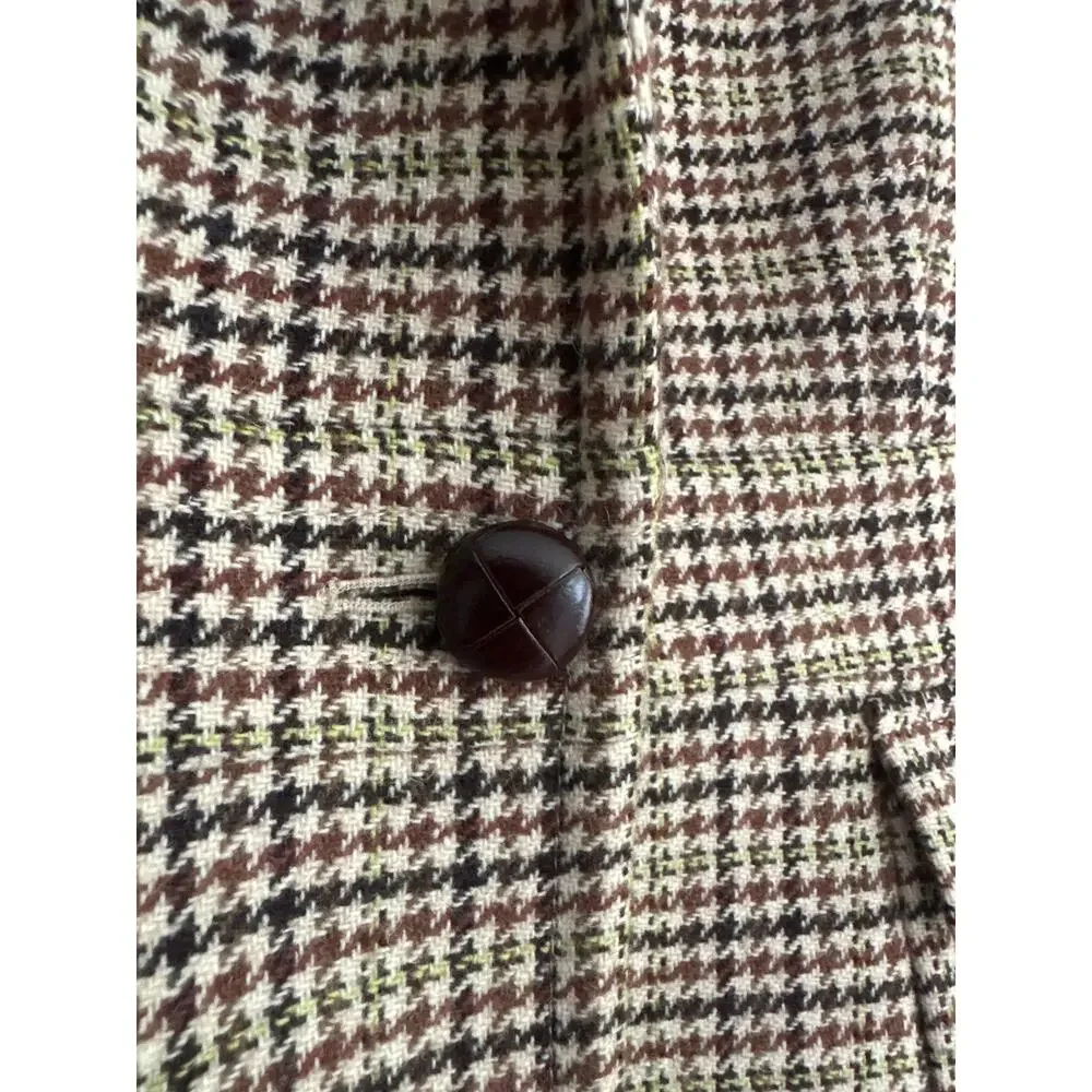 J. Crew Wool Blend Houndstooth Blazer Brown Tan Dark Academia Size 0